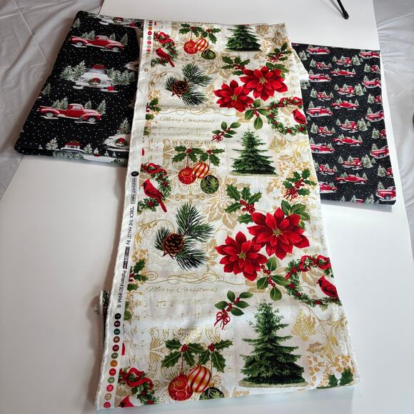 Christmas Quilt fabric lLot Henry Glass and Windham 3 pieces 7+ yards Vintage - Picture 2 of 7